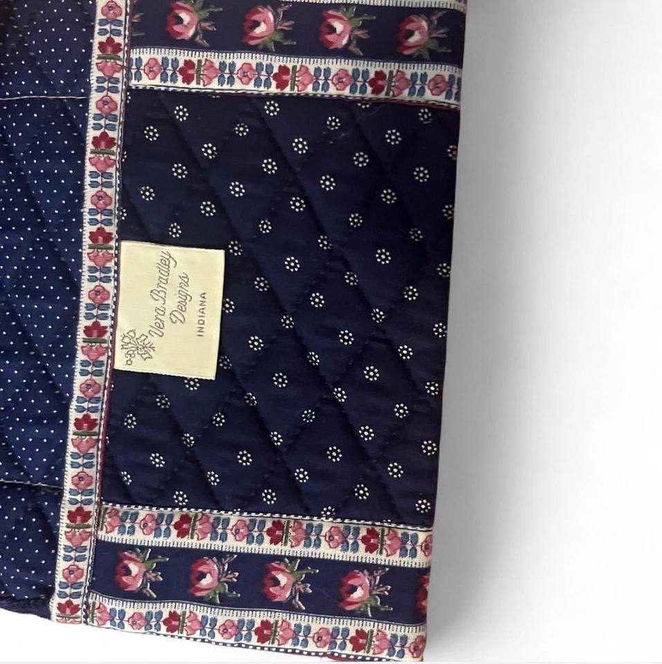 Rare Vintage Vera Bradley Navy Book Cover Made in USA Brown Tag - Image 3 of 3