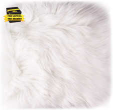 12 Small Faux Fur Sheepskin Cushion Soft Plush Area Rug, White Photo Backgroun