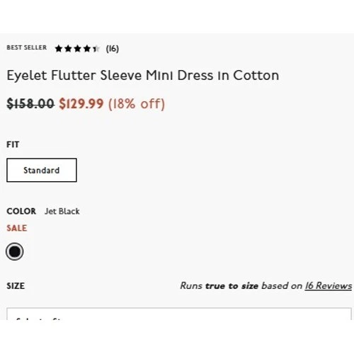 Vestido Madewell Talla 00 Negro Ojales Manga Acampanada Mini Algodón Solero NU556 Foto 4 de 4