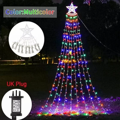 ANIAN Outdoor Christmas Decor Plug in LED Star String Lights Waterfall Xmas Tree Light