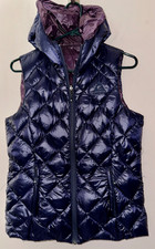 GERRY W's Reversible Packable hooded down puffer vest jacket sz S Blue EUC