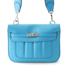 Hermes A Engraved Berliner 28 Evercolor Silver Hd Shoulder Bag Blue Jean 704504