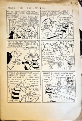 Felix the Cat Original Art Large 1965 Comic Book #12 Interior Page Rollo Fox