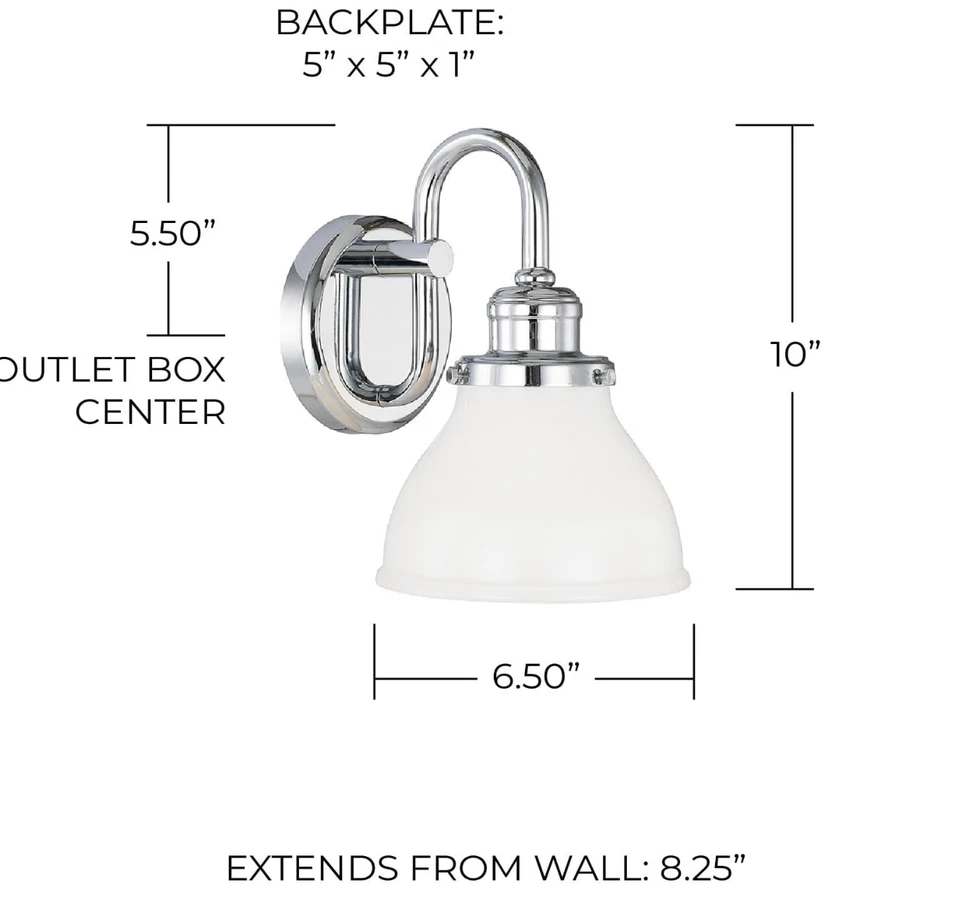 Baxter 1-Light Wall Sconce – 7” Brushed Nickel Finish with Milk Glass Shade - Image 2 of 2