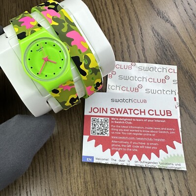 NEW✓ LIMITED✓ Swatch CAMOVERT Green Camouflage Silicone 