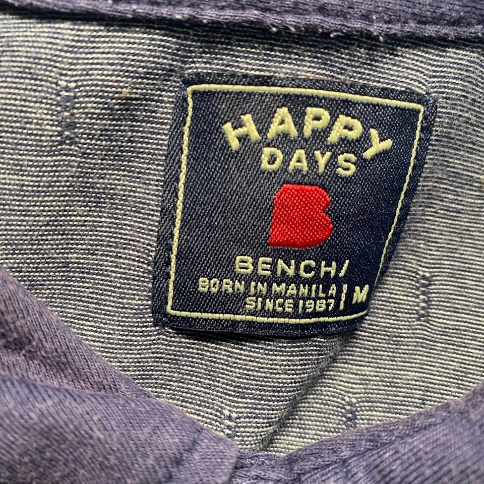 Bench Happy Days Polo Shirt Mens Medium Blue Short Sleeve - Image 4 of 4