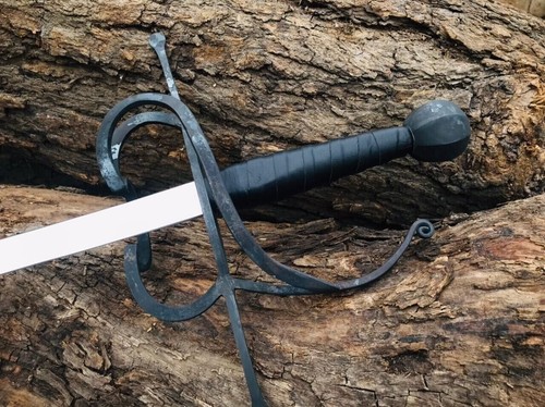 Custom Handmade Carbon Steel Medieval Standard Rapier Sword With Leather Sheath - Picture 3 of 20