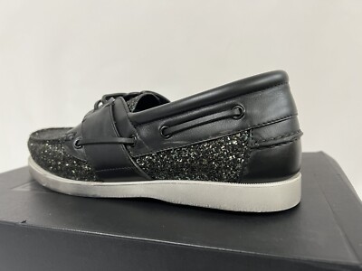 Men’s Saint Laurent Phoenix Black Leather Pink Glitter Deck Boat Shoe NIB Saint Laurent Phoenix Black Leather Glitter Deck Boat  main image 3