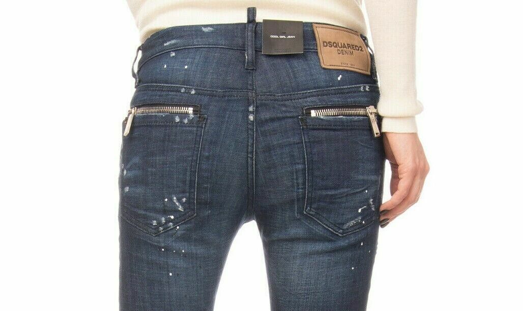RRP 500 Authentic DSQUARED Ripped Paint Splatter cropped jeans S75LA0730 size 38 image 4