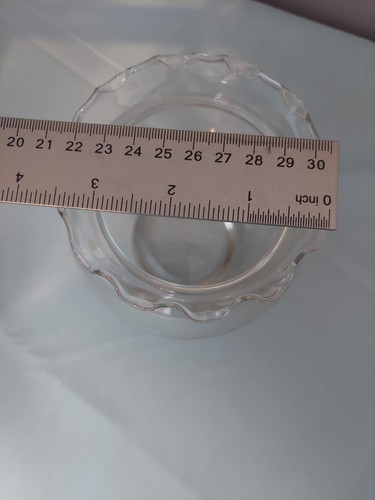 Vintage Clear Glass Pedestal Bowl Ruffled Edge Fish Bowl Vase 5.25" Tall - Picture 3 of 5
