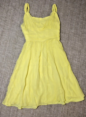 banana republic yellow silk dress NWOT Banana Republic Satin Ruffle Wrap Dress Yellow Floral Sz XXS
