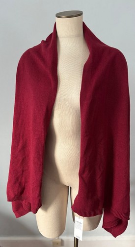 Eileen Fisher Dark Red Scarf Wrap + Pouch Organic Cotton/Recycled Cashmere NWT - 第 5/7 張圖片