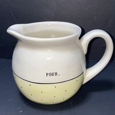 Rae Dunn , Polka Dot Yellow "POUR" Creamer Artisan Collection by Magenta