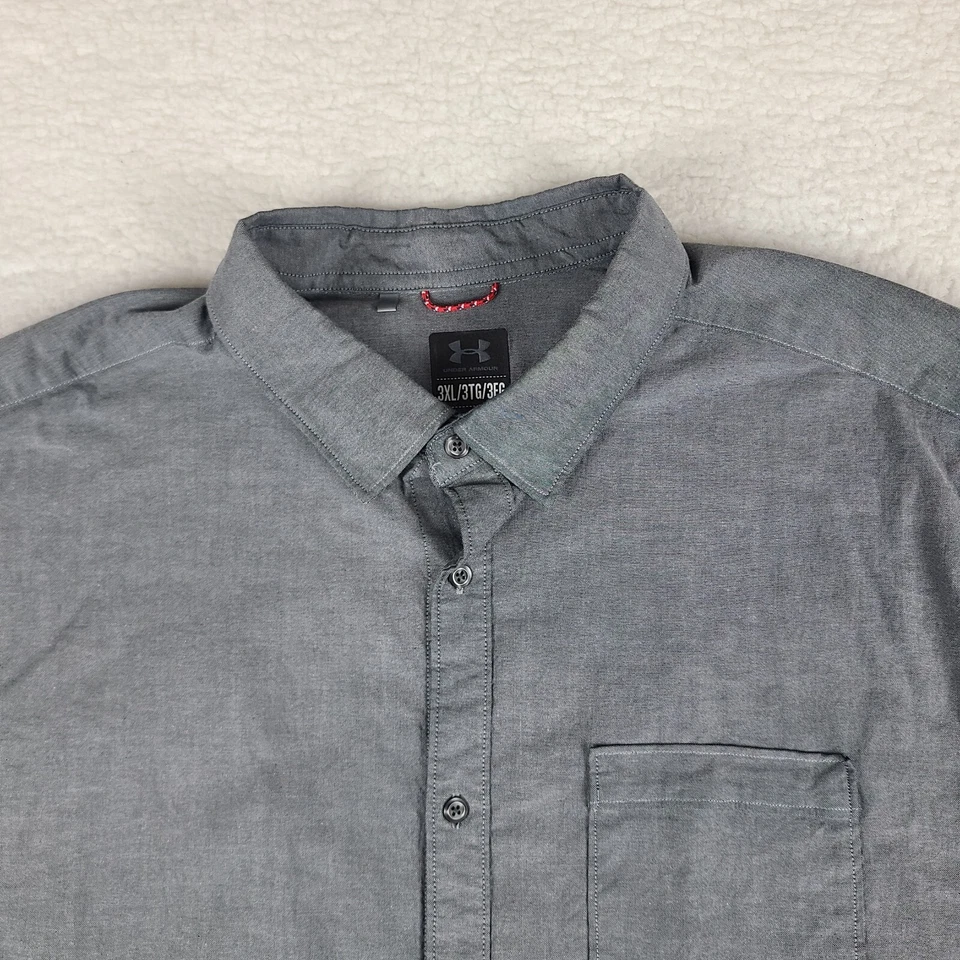 Under Armour Dress Shirt Mens 3XL XXXL Dark Gray Solid Fitted Button Up EC - Image 3 of 4