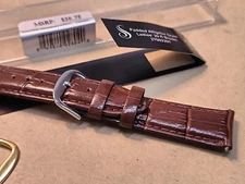 Ladies NOS Stuller 20R Brown Padded Stitched Gator Grain Watch Band W/2 Buckles 