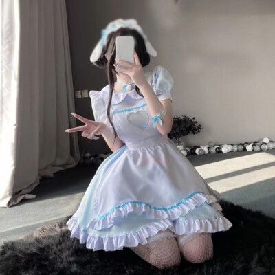 Princess Lolita Women Maid Anime Cosplay Costume Cute Cosplay Apron Dress Summer