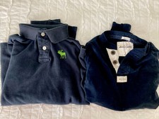Lot of 2 Navy Blue Abercrombie Boys Large 15 16 Long Sleeve Henley And Polo