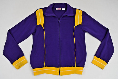 【80s】  trackjacket xl相当 Vintage Track Jacket Main Event Size XS 80s Purple Yellow Acrylic