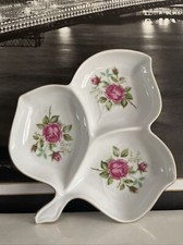 Vintage Mitterteich Bavaria Germany 3 Section Plate Rose Serving Gold Trim Mint 