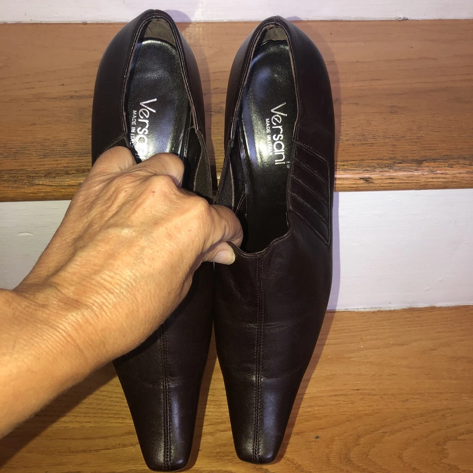 Zapatos/Botín Versani -Hecho en Italia- Talla 10 Cuero Marrón Foto 3 de 4