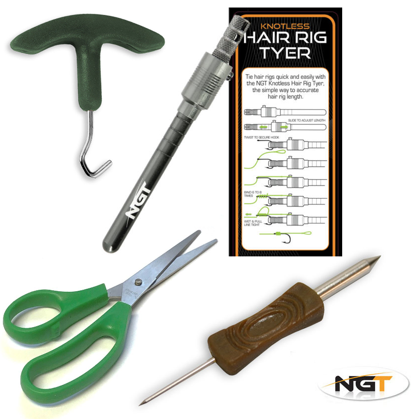 NGT HAIR RIG HOOK TYER CARP FISHING BRAID SCISSORS KNOT PULLER