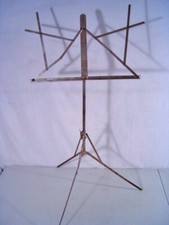 Antique "The Hamilton" Metal Foldable 2 Piece Sheet Music Stand w/ Leather Case