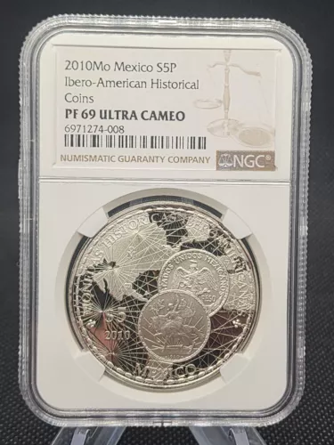 Mexico 5 pesos Ibero-American Coins Caballito Peso PR69 NGC silver coin 2010