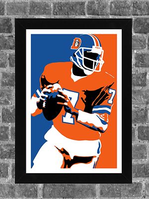 Denver Broncos John A. Elway Portrait Sports Print Art 11x17
