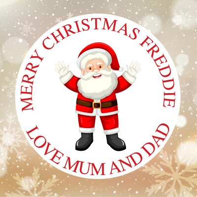 GRAPHICS SHED LTD 35 PERSONALISED FATHER CHRISTMAS SANTA PRESENT NAME STICKERS LABELS CUSTOM TAGS