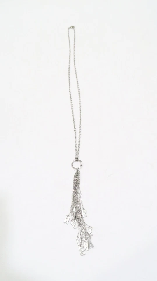 Colar logotipo borla Armani Exchange tom prata nunca usado design antigo - Imagem 3 de 4