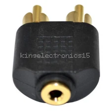 3.5 mm Female To 2 RCA MALE Stereo Audio Adapter Connector Converter NEW
