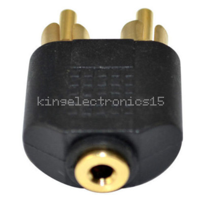 3.5 mm Female To 2 RCA MALE Stereo Audio Adapter Connector Converter NEW