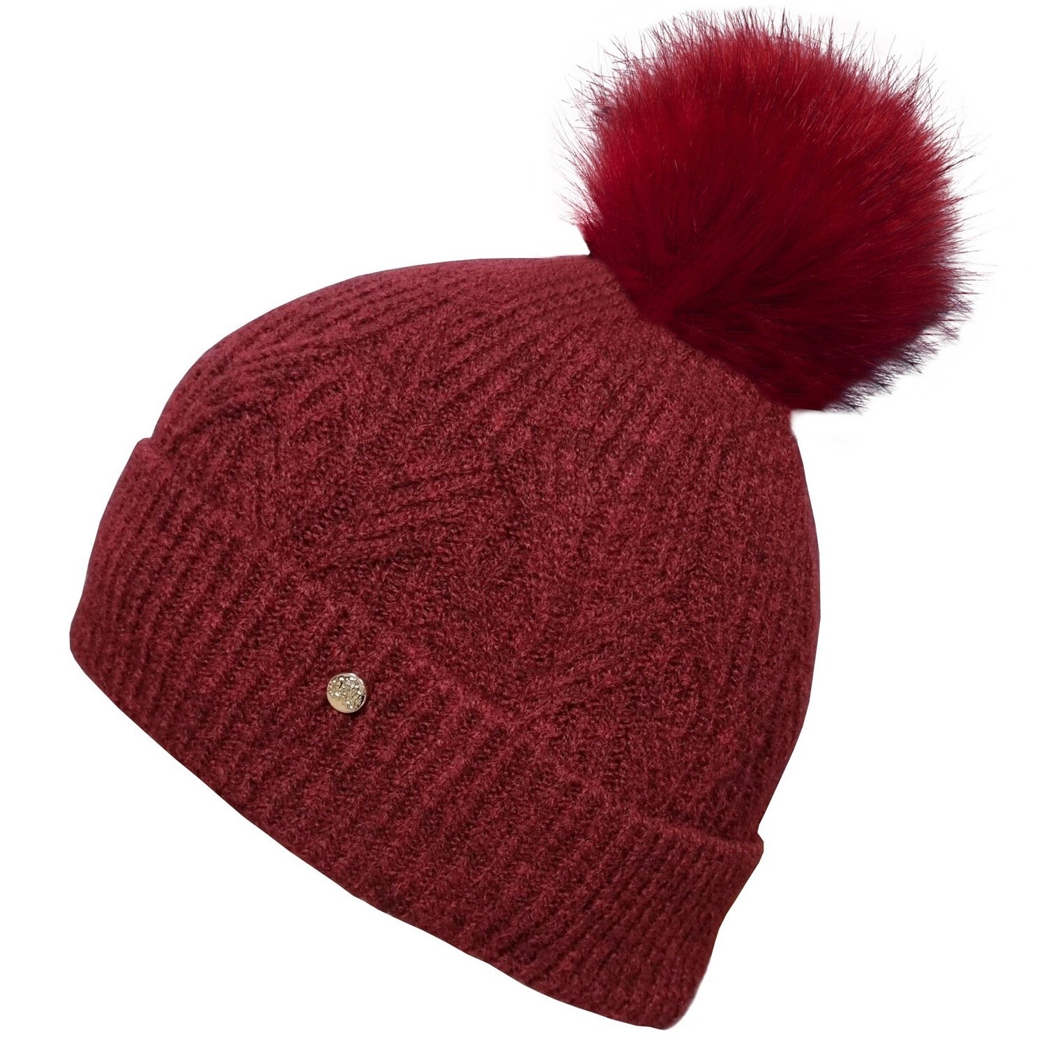Beanie Hat Wooly Beanies With Fur Pompom Winter Knit Bobble Hats - Failsworth
