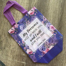 M Inspirational Floral Gift/Tote Bag, Bible Scripture Quotes Reusable Durable