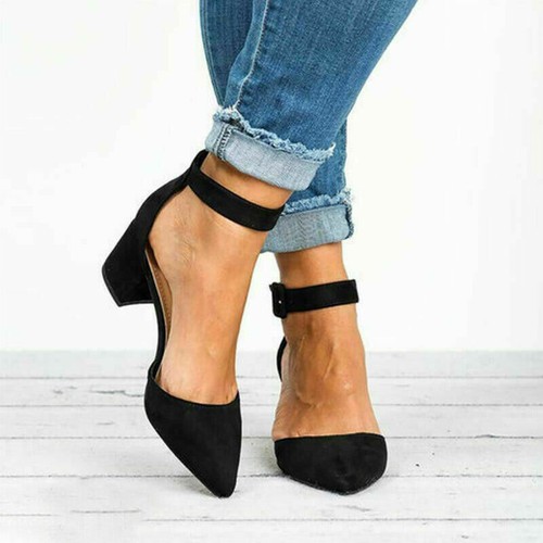 Women Block Heel Mary Jane Ankle Strap Office Work Strap Dolly Shoes Sandals  | eBay