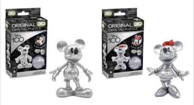 Disney 100 BePuzzled Platinum Mickey & Minnie Mouse 3D Crystal Puzzles NIB