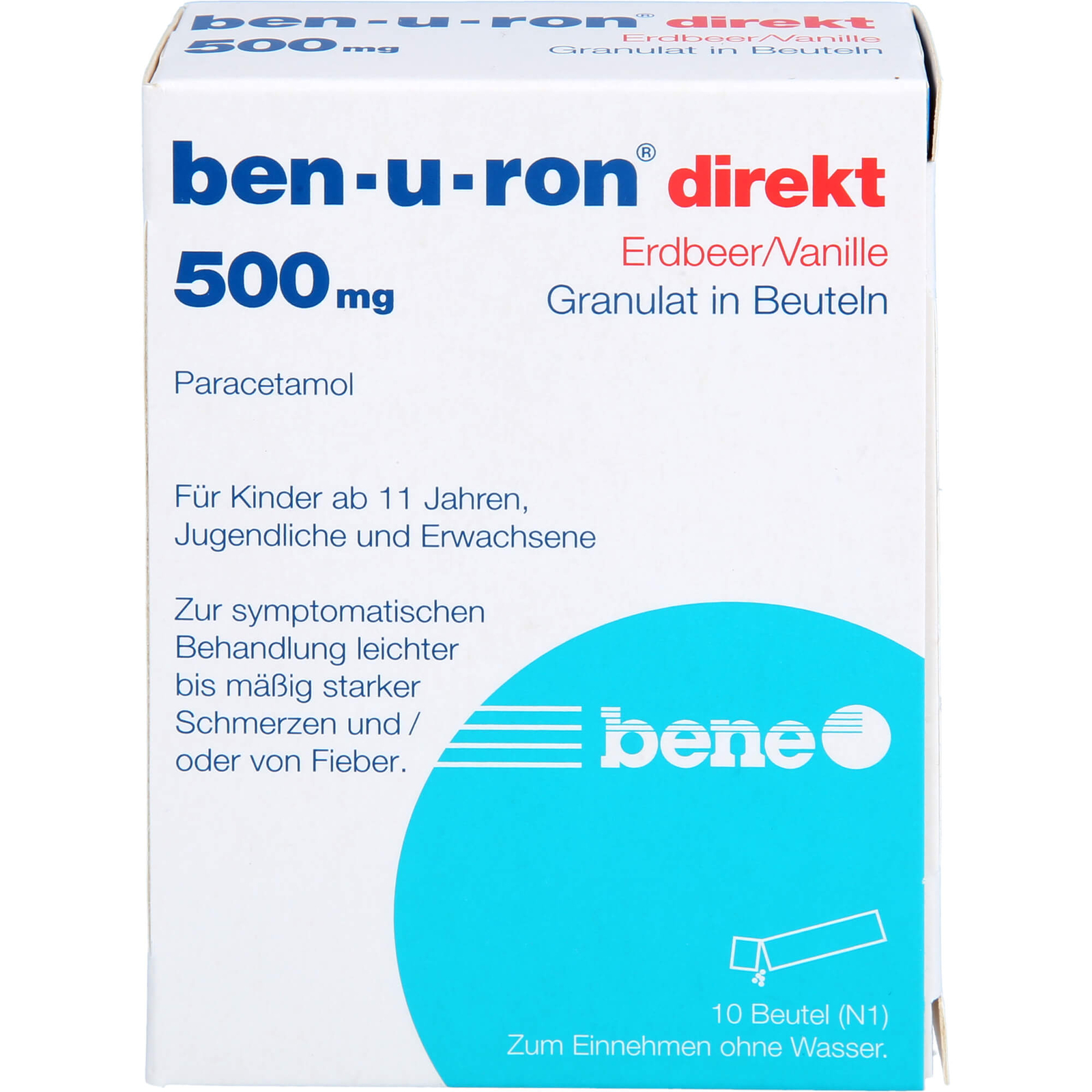 ben-u-ron direkt 500 mg Granulat Erdbeer/Vanille, 10 St. Beutel 7728495