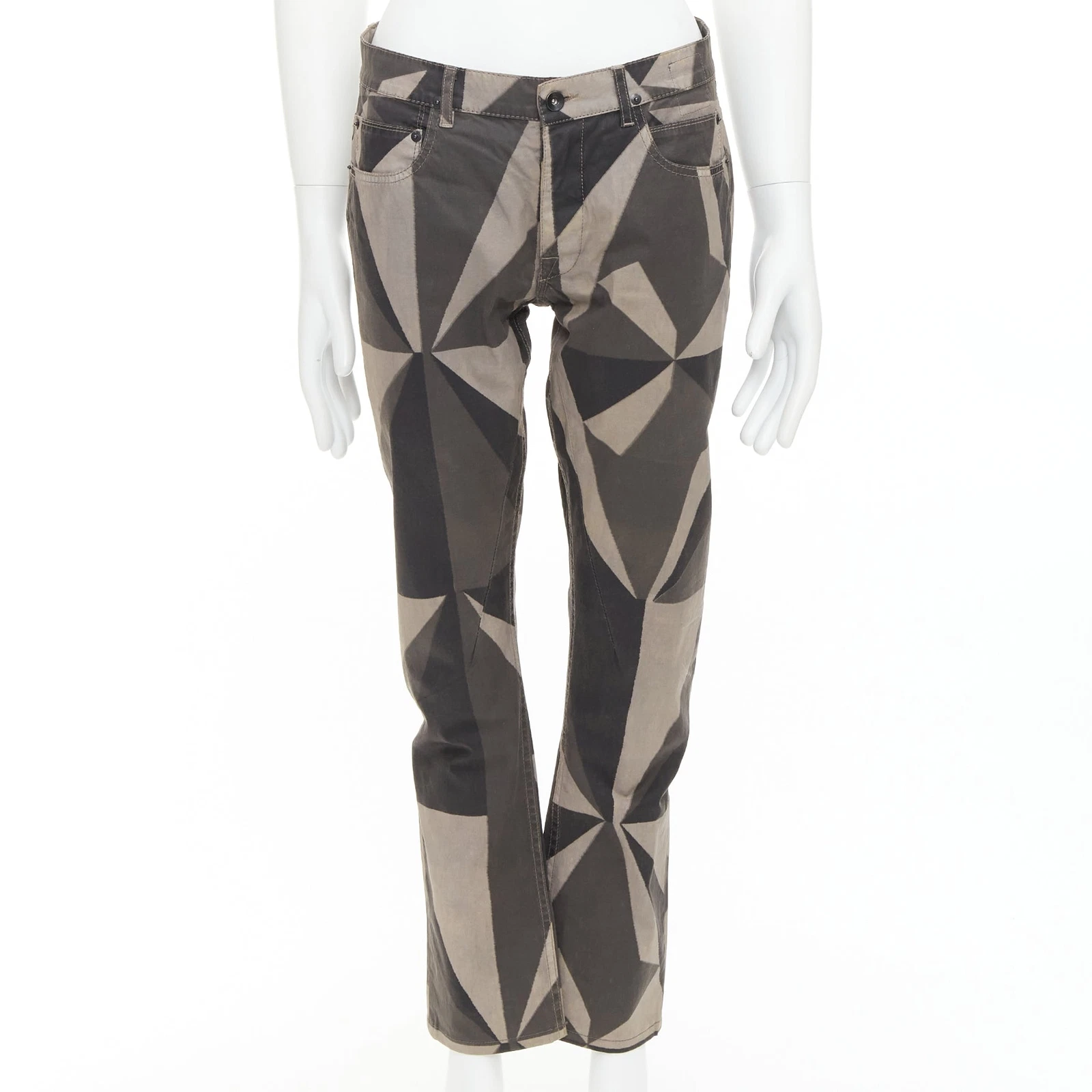 RICK OWENS DRKSHDW 2013 Vintage Island Geometric Detroit pantaloni poligono mimetici 29"