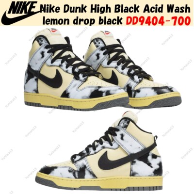 Nike Dunk High Black Acid Wash lemon drop black DD9404-700 Men's Size