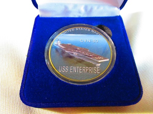 US NAVY - USS ENTERPRISE (CVN-80) Challenge Coin W/ Presentation Box - Picture 3 of 12