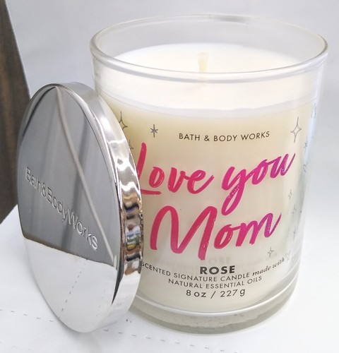 Bath & Body Works ROSE Single Wick Scented Candle "Love You Mom" / NEW - Picture 2 of 3