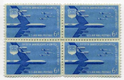 B-52 Stratofortress USAF Air Force 66 Yr Old Mint Airmail Stamp Block from 1957
