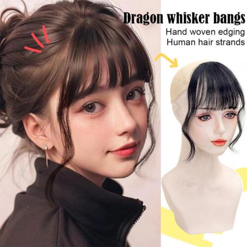 Air Bangs Thin Extension Clip In Fringe Front Hairpiece Hair Accessories New S3 - Picture 1 of 22