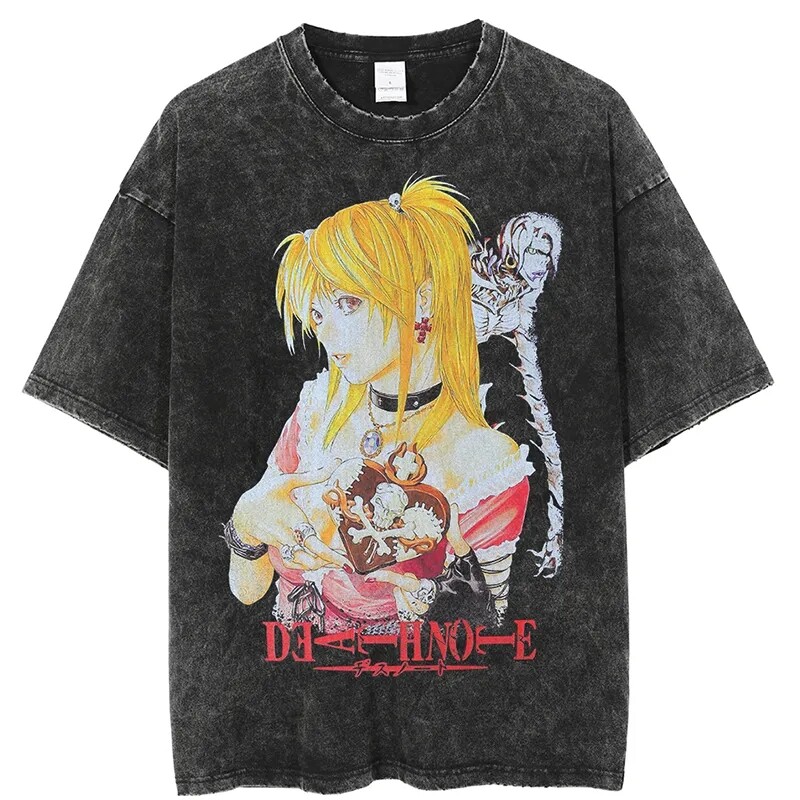 Harajuku T Shirt Men Hip Hop Vintage Washed Anime Graphic Harajuku T Shirt Men Hip Hop Vintage Washed Anime Graphic