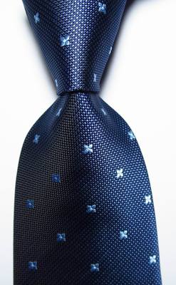 New Classic Polka Dot Blue JACQUARD WOVEN 100% Silk Men's Tie Necktie 