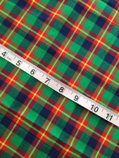 Plaid Cotton Fabric Vintage Red Blue Green 34W x 68L Pre-owned Unused