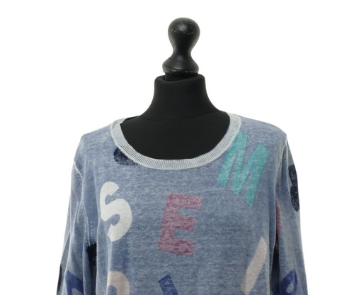 oui Damen Pullover Pulli M blau hellblau leicht Rundhals Feinstrick - Bild 2 von 5