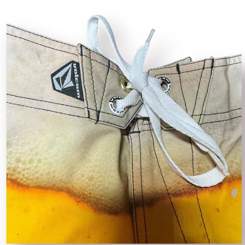 Volcom Beer Glass Board Shorts Size 32" Swim Trunks Retro Funny Print Y2K Rare - Image 3 of 4