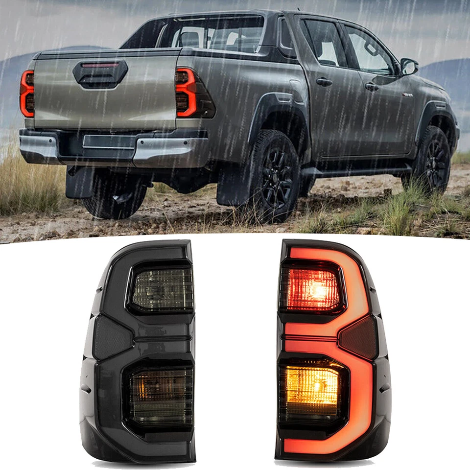 2X Smoke LED Tail Lights Rear Brake Lamps For Toyota Hilux Revo 2015-2019 2020 - Image 2 of 4