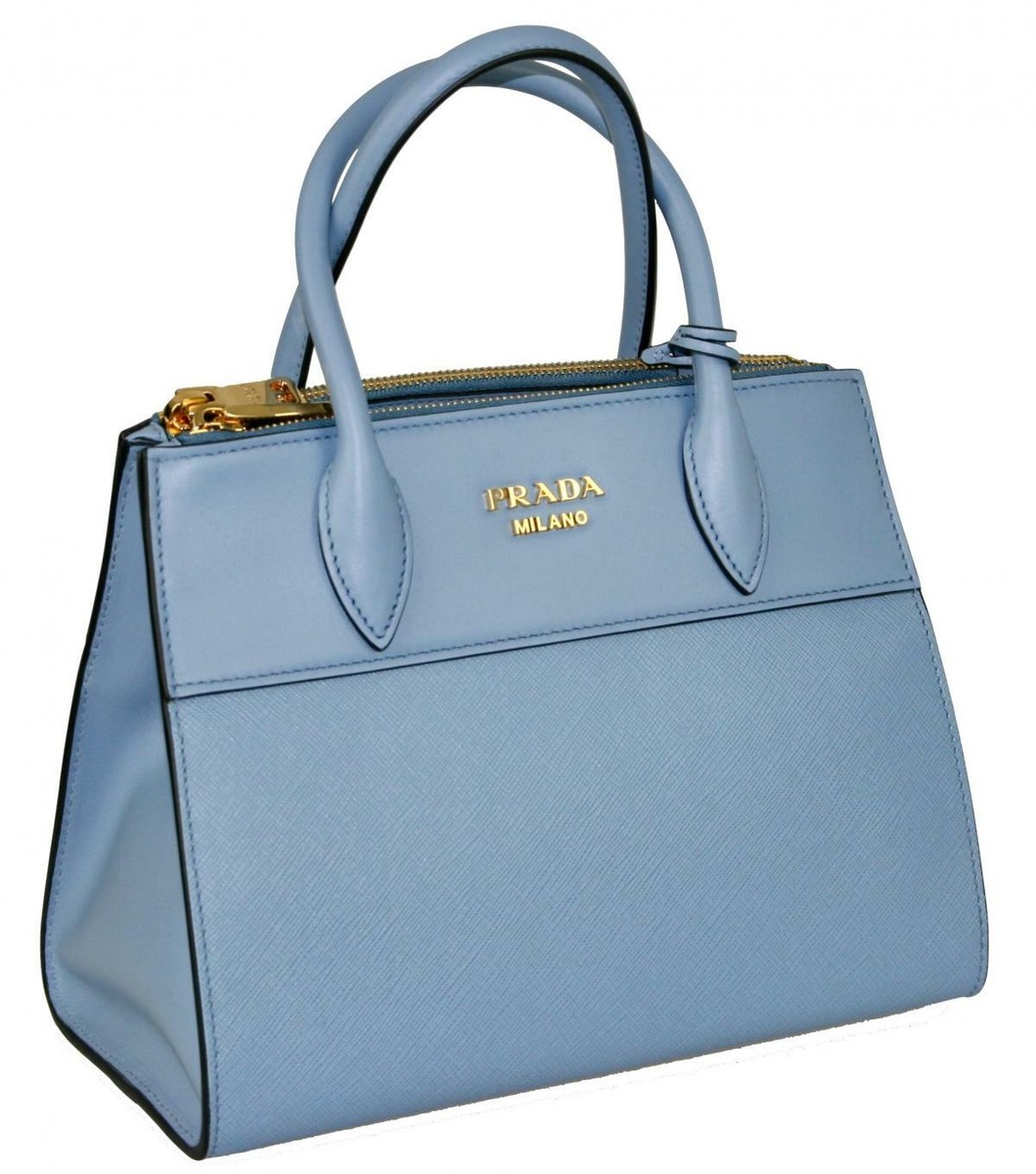 AUTH PRADA SAFFIANO PARADIGME SHOULDER BAG HANDBAG 1BA116 BLUE